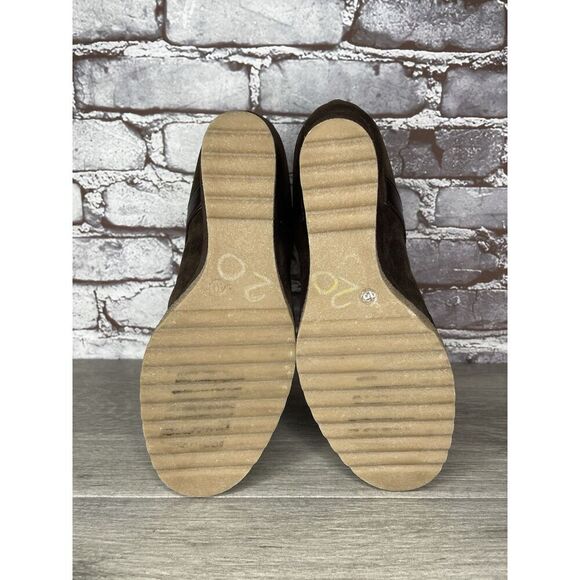 Aquatalia Brown Suede Faux Fur Strap Ankle Wedge Booties Women’s Sz 10M US/41EU - Picture 6 of 16